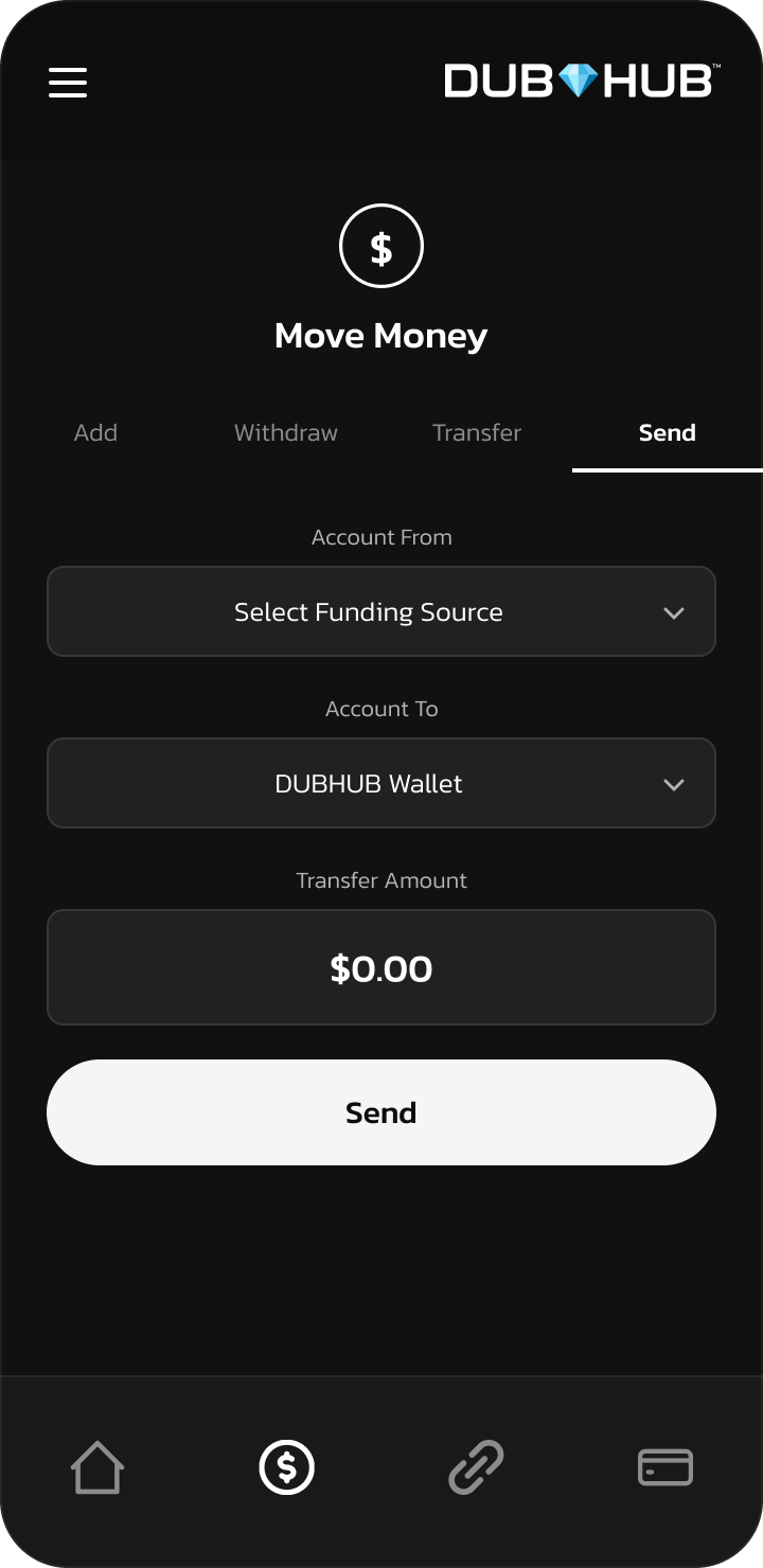Move Money Send tab active